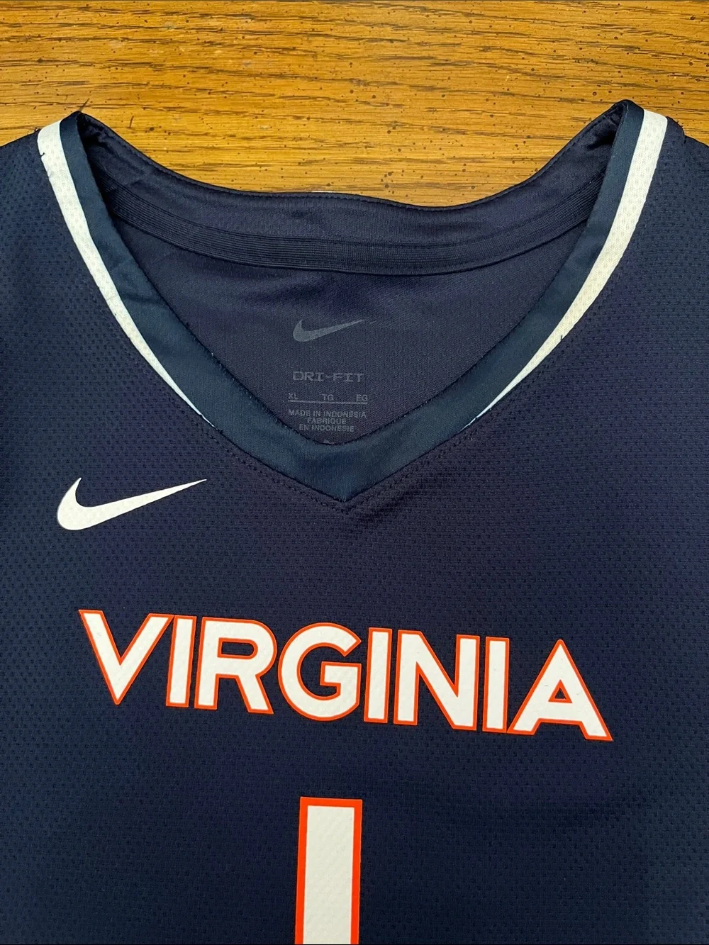 Nike Navy and White Virginia Basketball Jersey, size XL
